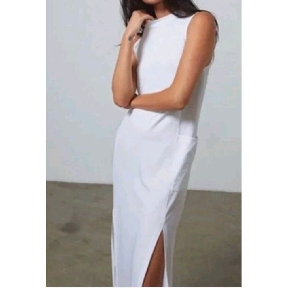 Lunya White Maxi Dress Women's Size XL Stretch Pima Cotton Quiet Luxury